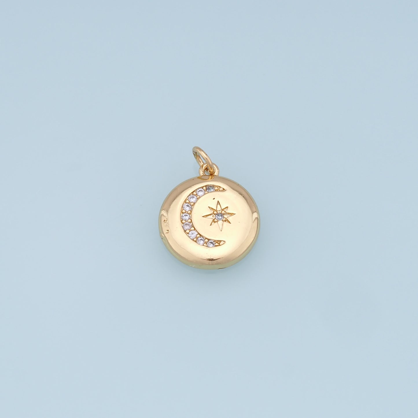 Gold Moon Star Charms,18K Gold Filled CZ Sun Pendant,Celestial Charm Bracelet Necklace for DIY Jewelry Making Supply
