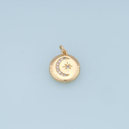 Gold Moon Star Charms,18K Gold Filled CZ Sun Pendant,Celestial Charm Bracelet Necklace for DIY Jewelry Making Supply