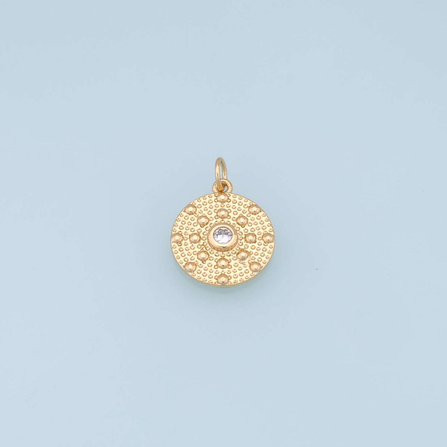 18K Gold Filled Evil Eye Pendant,Round Evil Eye Charm Bracelet Necklace for DIY Jewelry Making Supply
