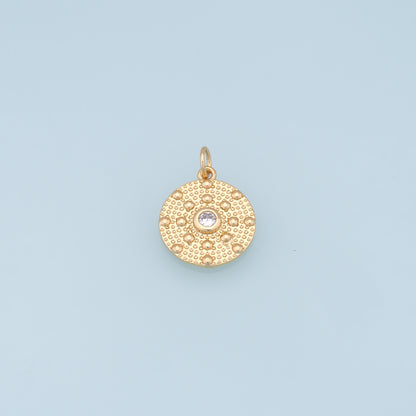 18K Gold Filled Evil Eye Pendant,Round Evil Eye Charm Bracelet Necklace for DIY Jewelry Making Supply