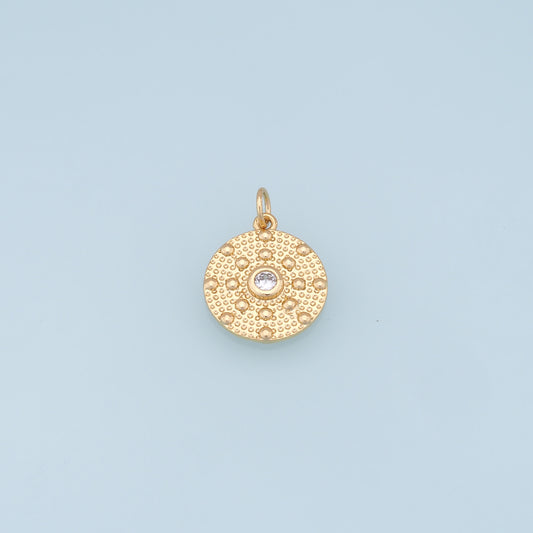 18K Gold Filled Evil Eye Pendant,Round Evil Eye Charm Bracelet Necklace for DIY Jewelry Making Supply