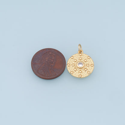 18K Gold Filled Evil Eye Pendant,Round Evil Eye Charm Bracelet Necklace for DIY Jewelry Making Supply