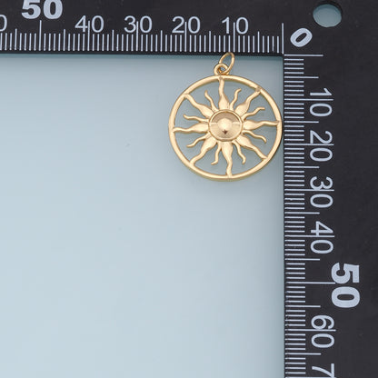 Gold Sun Charms,18K Gold Filled Round Pendant,Celestial Charm Bracelet Necklace for DIY Jewelry Making Supply