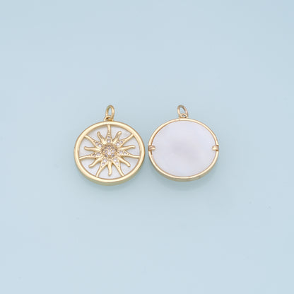 Gold Sun Charms,18K Gold Filled Sun Pendant,celestial  Charm Bracelet Necklace for DIY Jewelry Making Supply