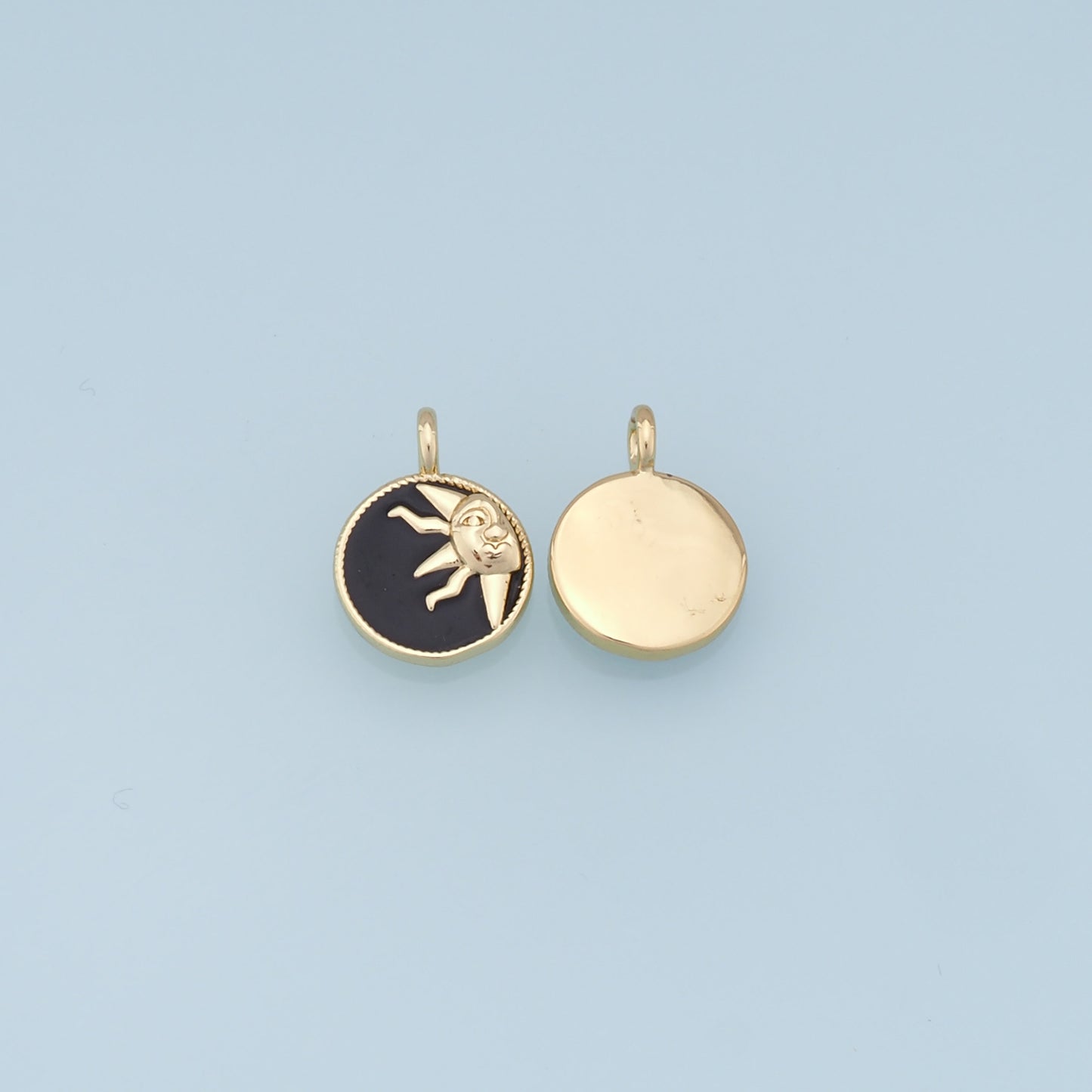 Gold Sun Charms,18K Gold Filled Round Coin Pendant,Sun Charm Bracelet Necklace for DIY Jewelry Making Supply