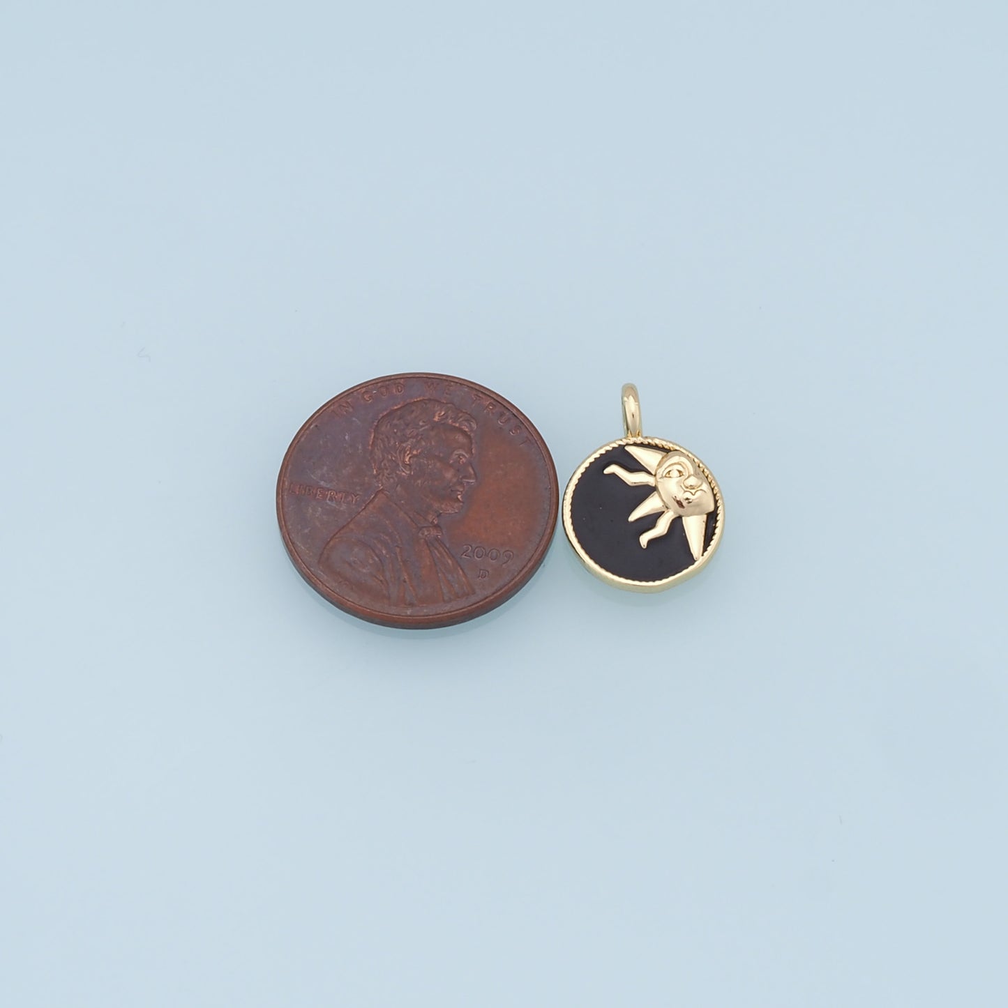 Gold Sun Charms,18K Gold Filled Round Coin Pendant,Sun Charm Bracelet Necklace for DIY Jewelry Making Supply