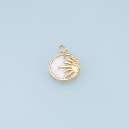 Gold Sun Charms,18K Gold Filled Round Coin Pendant,Sun Charm Bracelet Necklace for DIY Jewelry Making Supply