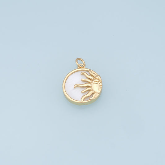 Gold Sun Charms,18K Gold Filled Round Coin Pendant,Sun Charm Bracelet Necklace for DIY Jewelry Making Supply