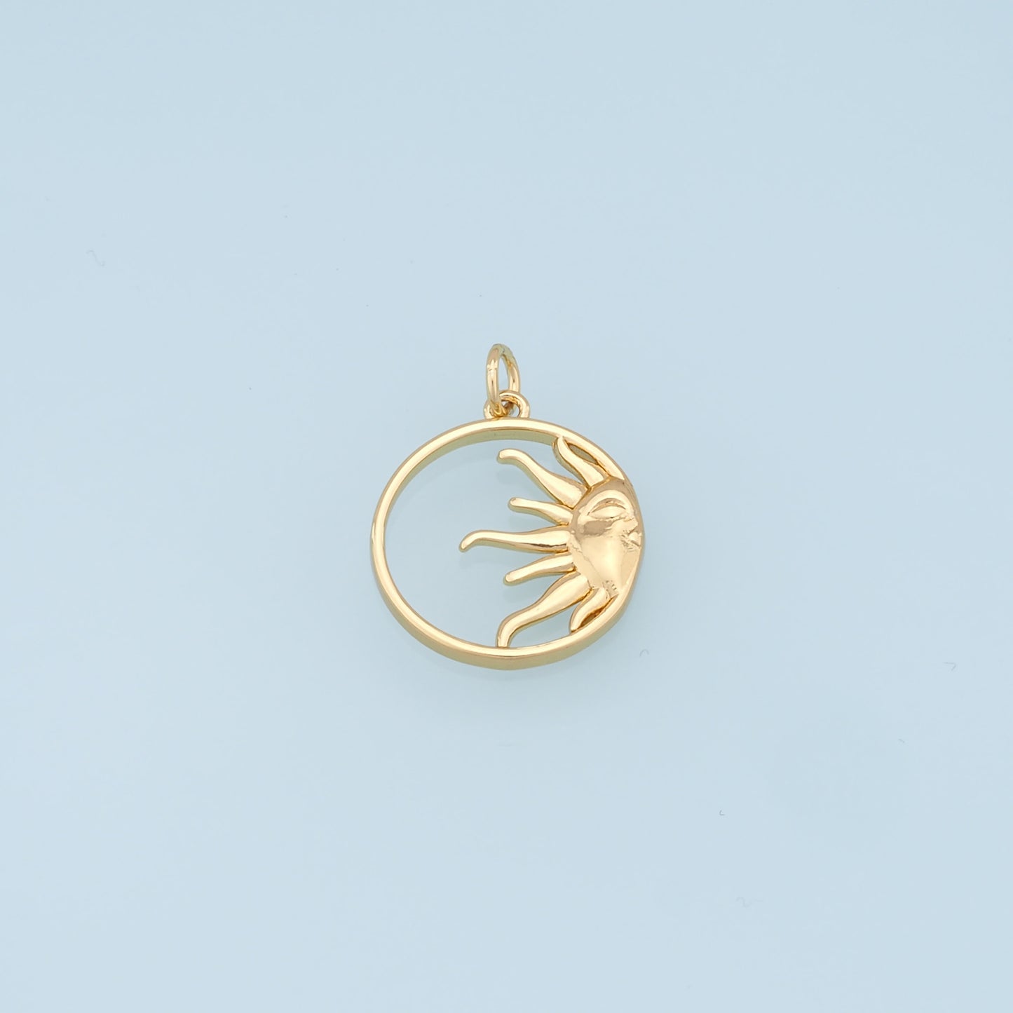 Gold Sun Charms,18K Gold Filled Round Coin Pendant,Sun Charm Bracelet Necklace for DIY Jewelry Making Supply