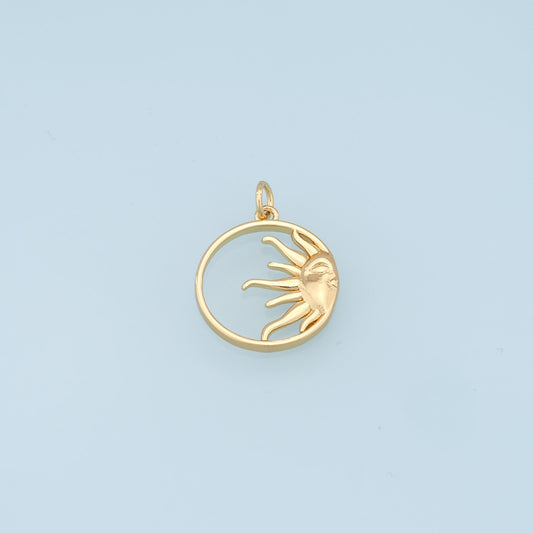 Gold Sun Charms,18K Gold Filled Round Coin Pendant,Sun Charm Bracelet Necklace for DIY Jewelry Making Supply