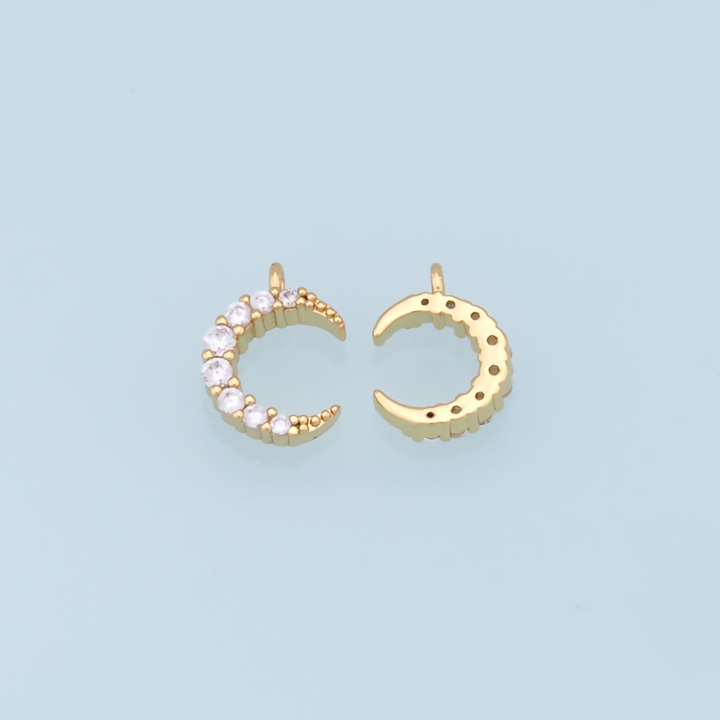 Gold Moon Charms,18K Gold Filled Moon Pendant,CZ Micro Pave Star Charm Bracelet Necklace for DIY Jewelry Making Supply