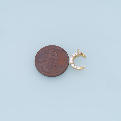 Gold Moon Charms,18K Gold Filled Moon Pendant,CZ Micro Pave Star Charm Bracelet Necklace for DIY Jewelry Making Supply