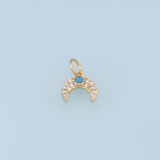 Gold Moon Charms,18K Gold Filled Moon Pendant,CZ Micro Pave Star Charm Bracelet Necklace for DIY Jewelry Making Supply