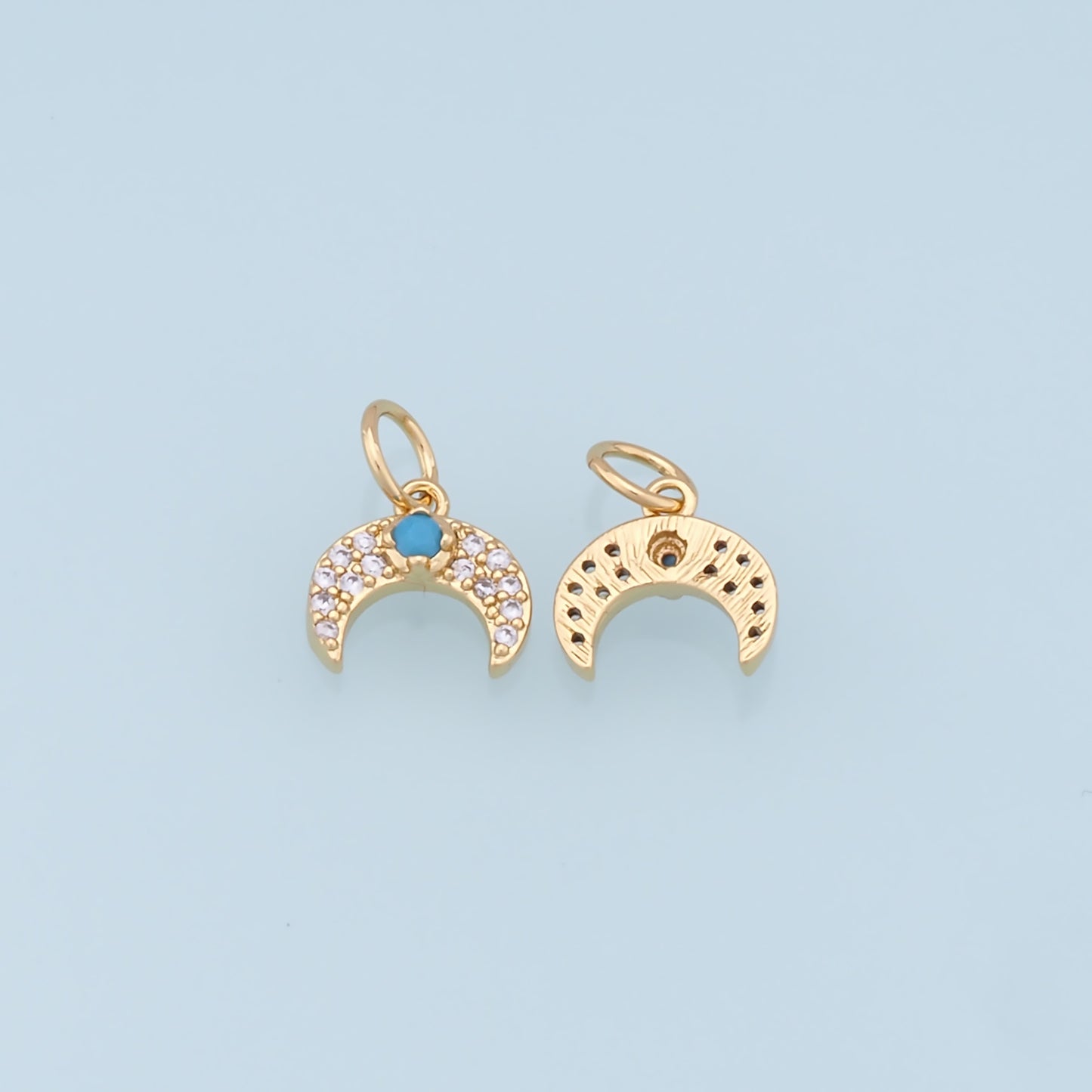 Gold Moon Charms,18K Gold Filled Moon Pendant,CZ Micro Pave Star Charm Bracelet Necklace for DIY Jewelry Making Supply