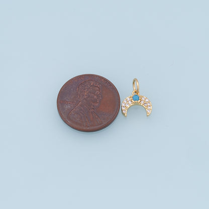 Gold Moon Charms,18K Gold Filled Moon Pendant,CZ Micro Pave Star Charm Bracelet Necklace for DIY Jewelry Making Supply