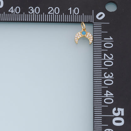 Gold Moon Charms,18K Gold Filled Moon Pendant,CZ Micro Pave Star Charm Bracelet Necklace for DIY Jewelry Making Supply