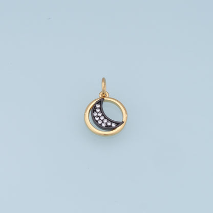 Gold Moon Charms,18K Gold Filled Moon Pendant,CZ Micro Pave Star Charm Bracelet Necklace for DIY Jewelry Making Supply