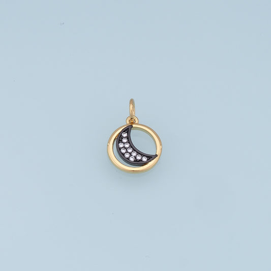 Gold Moon Charms,18K Gold Filled Moon Pendant,CZ Micro Pave Star Charm Bracelet Necklace for DIY Jewelry Making Supply