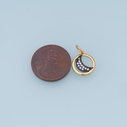 Gold Moon Charms,18K Gold Filled Moon Pendant,CZ Micro Pave Star Charm Bracelet Necklace for DIY Jewelry Making Supply