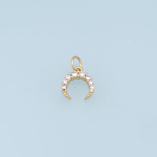 Gold Moon Charms,18K Gold Filled Moon Pendant,CZ Micro Pave Star Charm Bracelet Necklace for DIY Jewelry Making Supply
