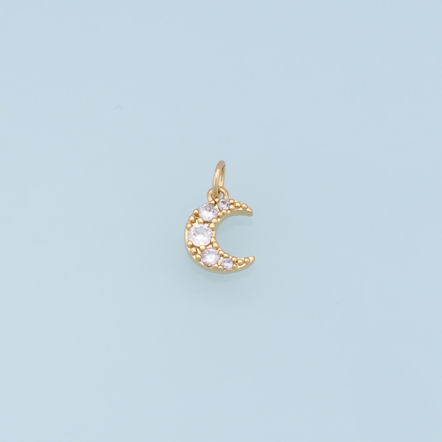 Gold Moon Charms,18K Gold Filled Moon Pendant,CZ Micro Pave Star Charm Bracelet Necklace for DIY Jewelry Making Supply