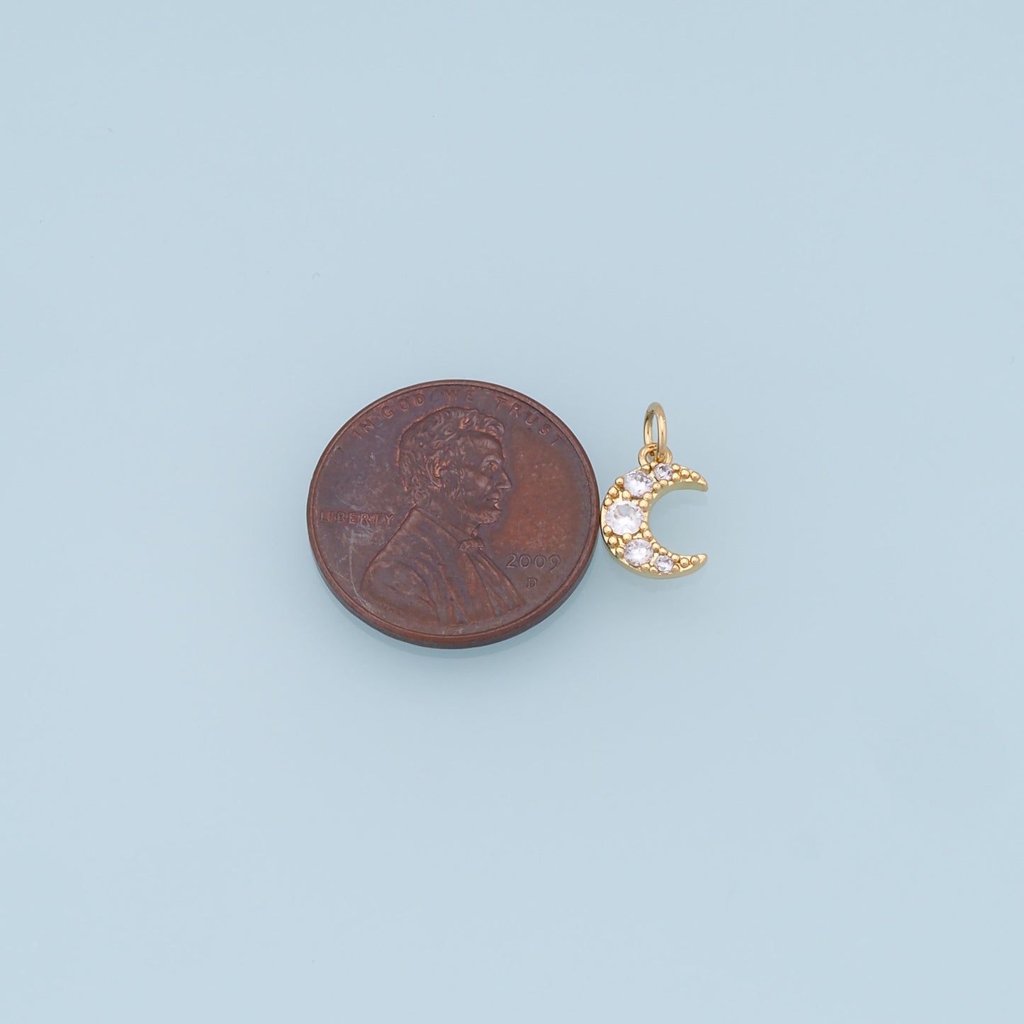 Gold Moon Charms,18K Gold Filled Moon Pendant,CZ Micro Pave Star Charm Bracelet Necklace for DIY Jewelry Making Supply