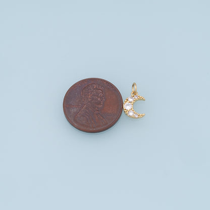 Gold Moon Charms,18K Gold Filled Moon Pendant,CZ Micro Pave Star Charm Bracelet Necklace for DIY Jewelry Making Supply