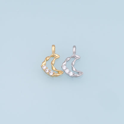 Gold Moon Charms,18K Gold Filled Moon Pendant,CZ Micro Pave Star Charm Bracelet Necklace for DIY Jewelry Making Supply