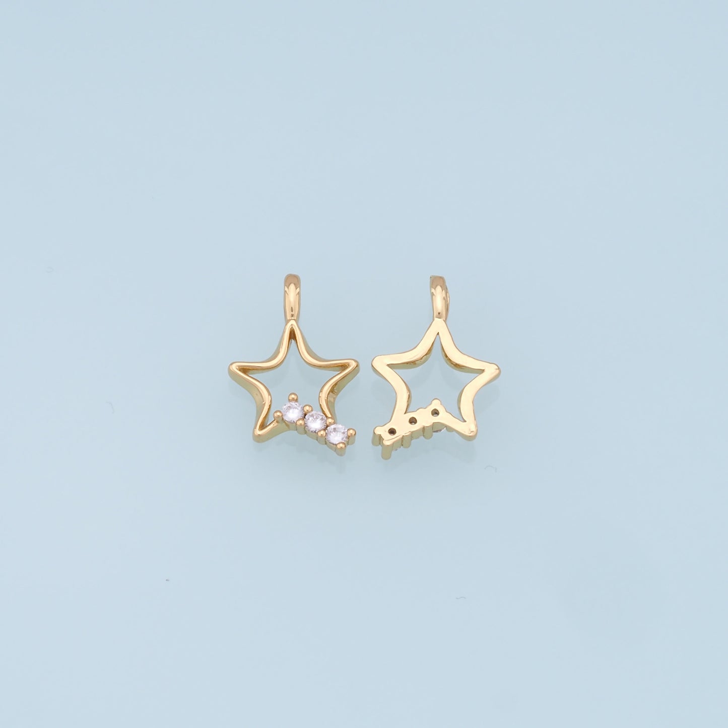 18K Gold Filled Star Pendant,CZ Micro Pave Star Charm Bracelet Necklace for DIY Jewelry Making Supply
