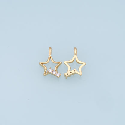 18K Gold Filled Star Pendant,CZ Micro Pave Star Charm Bracelet Necklace for DIY Jewelry Making Supply