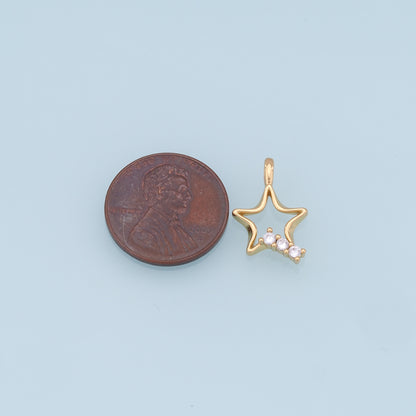 18K Gold Filled Star Pendant,CZ Micro Pave Star Charm Bracelet Necklace for DIY Jewelry Making Supply