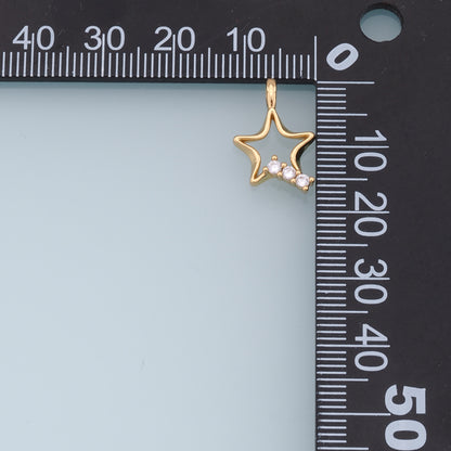 18K Gold Filled Star Pendant,CZ Micro Pave Star Charm Bracelet Necklace for DIY Jewelry Making Supply