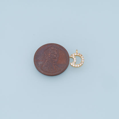 Gold Moon Charms,18K Gold Filled Moon Pendant,CZ Micro Pave Celestial Charm Bracelet Necklace for DIY Jewelry Making Supply