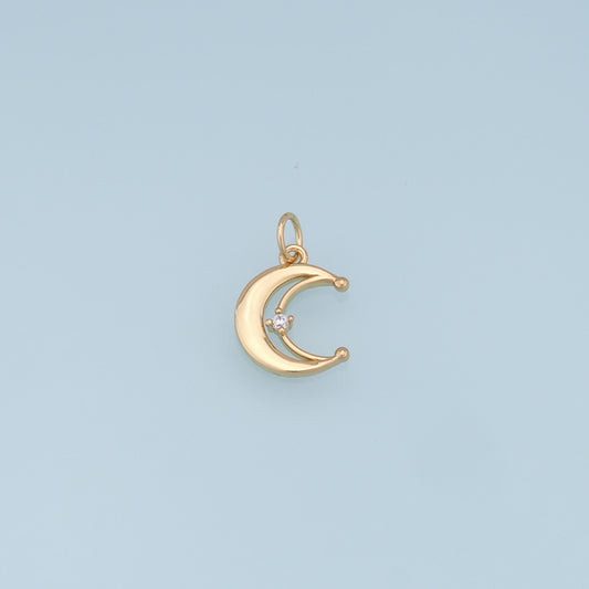 Gold Moon Charms,18K Gold Filled Moon Pendant,CZ Micro Pave Celestial Charm Bracelet Necklace for DIY Jewelry Making Supply