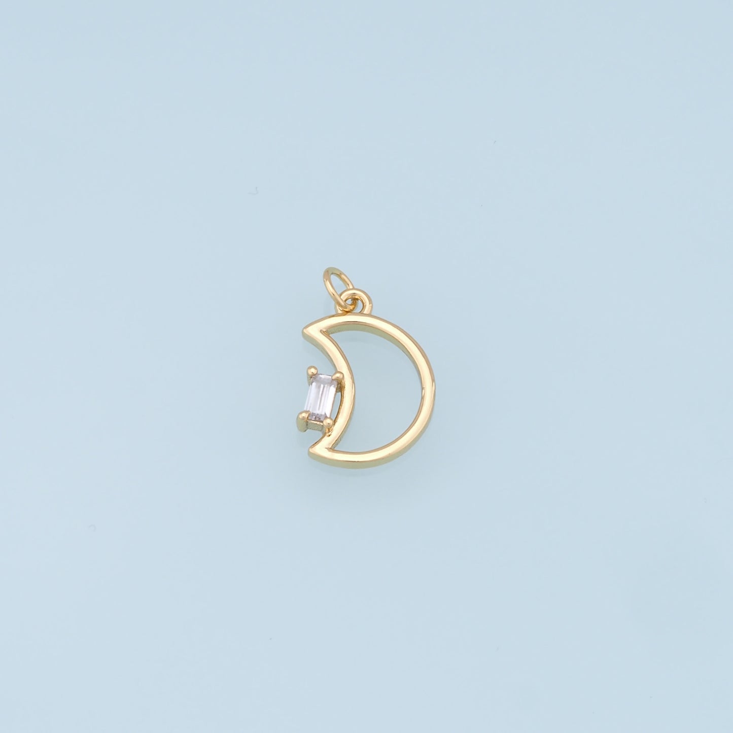 Gold Moon Charms,18K Gold Filled Moon Pendant,CZ Micro Pave Celestial Charm Bracelet Necklace for DIY Jewelry Making Supply