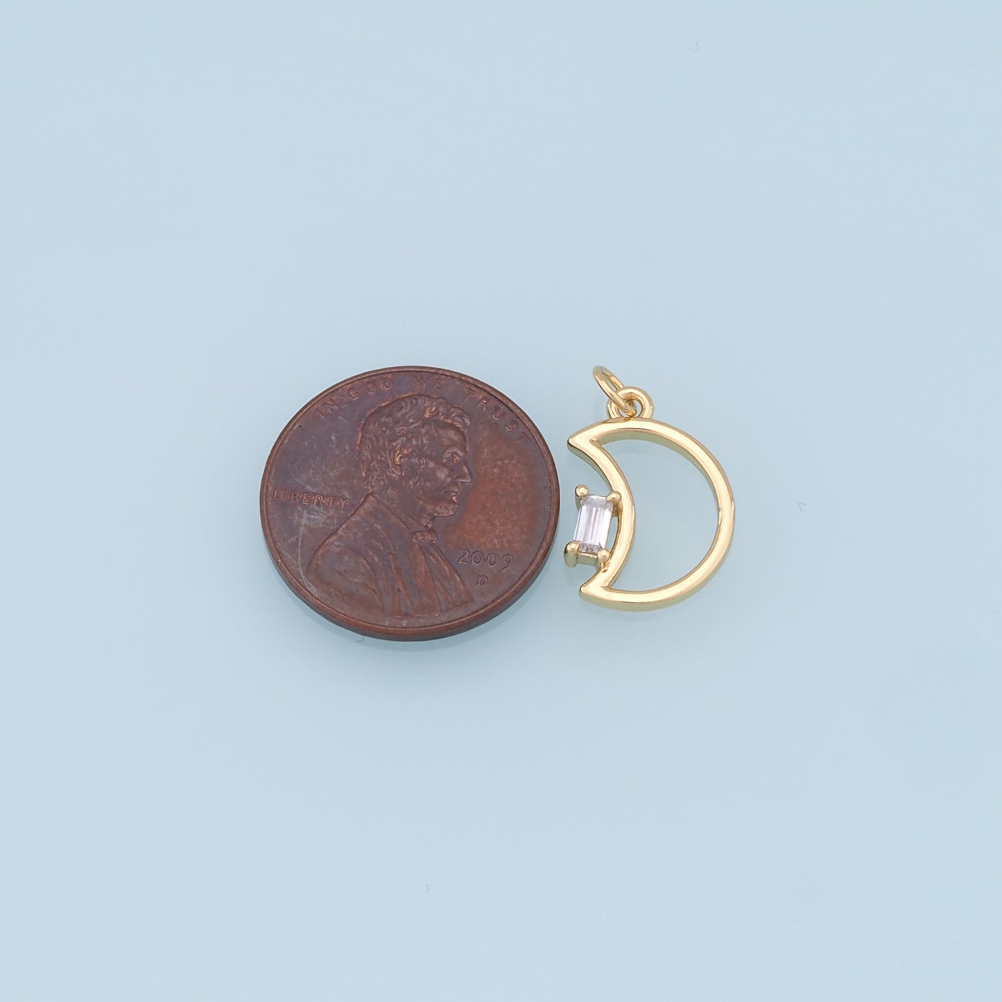 Gold Moon Charms,18K Gold Filled Moon Pendant,CZ Micro Pave Celestial Charm Bracelet Necklace for DIY Jewelry Making Supply