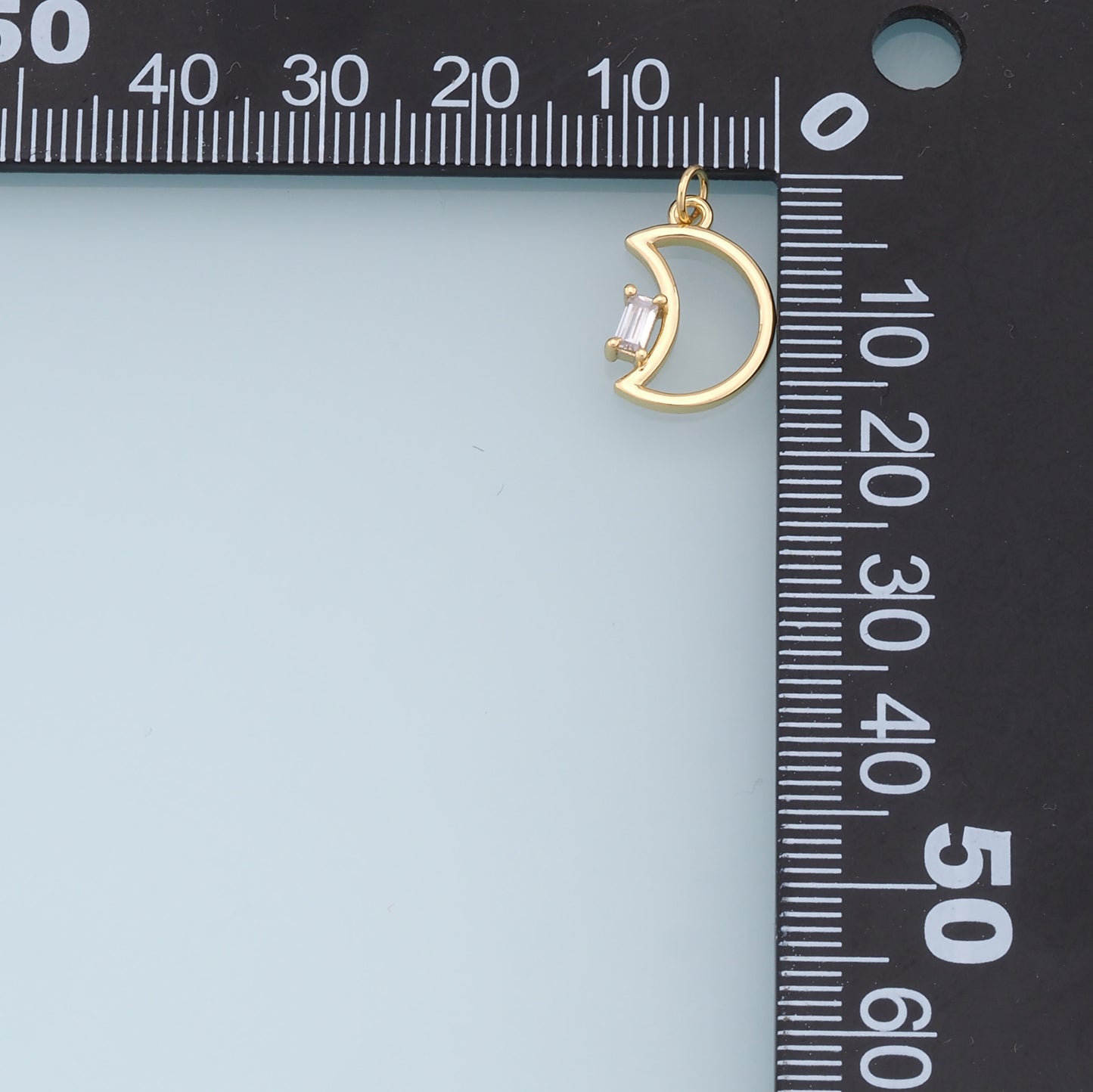 Gold Moon Charms,18K Gold Filled Moon Pendant,CZ Micro Pave Celestial Charm Bracelet Necklace for DIY Jewelry Making Supply