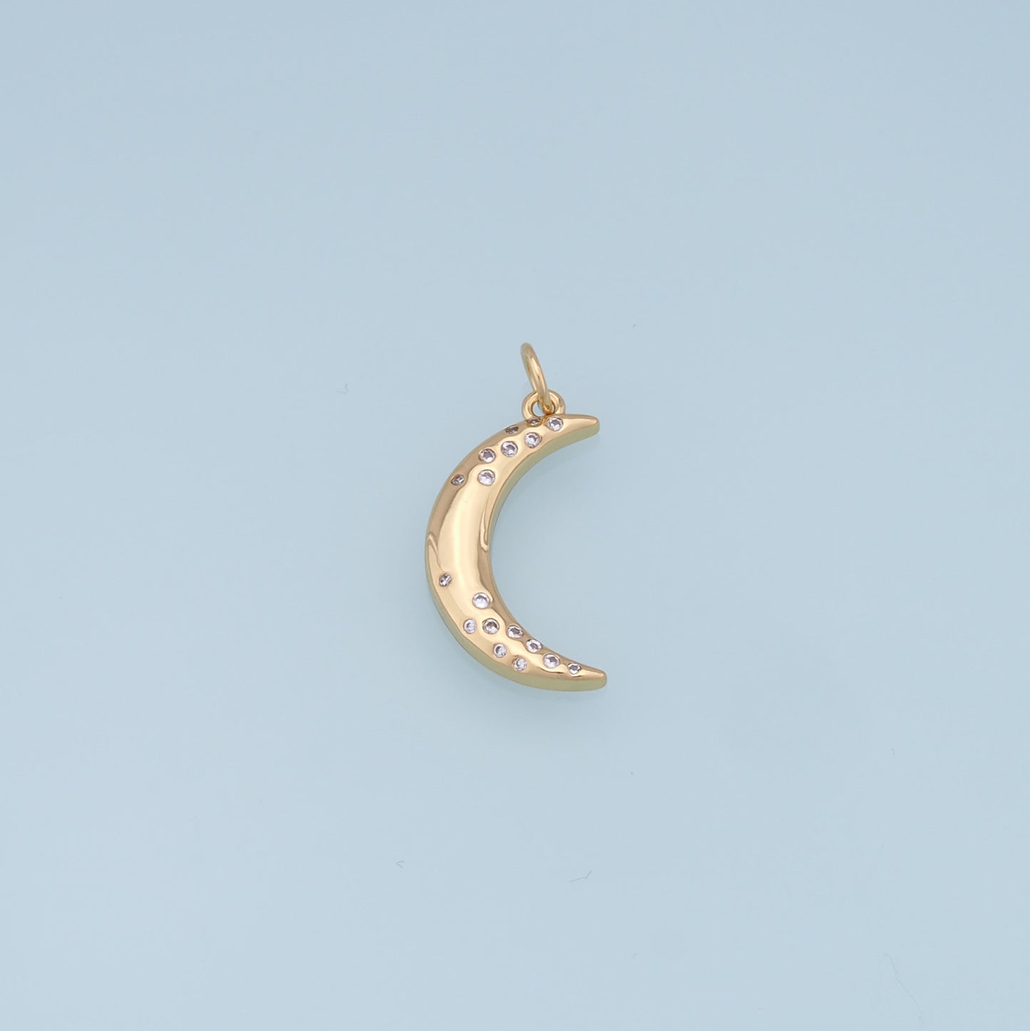 Gold Moon Charms,18K Gold Filled Moon Pendant,CZ Micro Pave Celestial Charm Bracelet Necklace for DIY Jewelry Making Supply