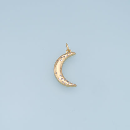Gold Moon Charms,18K Gold Filled Moon Pendant,CZ Micro Pave Celestial Charm Bracelet Necklace for DIY Jewelry Making Supply