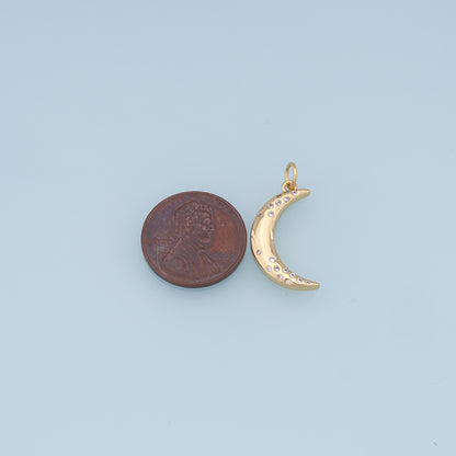 Gold Moon Charms,18K Gold Filled Moon Pendant,CZ Micro Pave Celestial Charm Bracelet Necklace for DIY Jewelry Making Supply