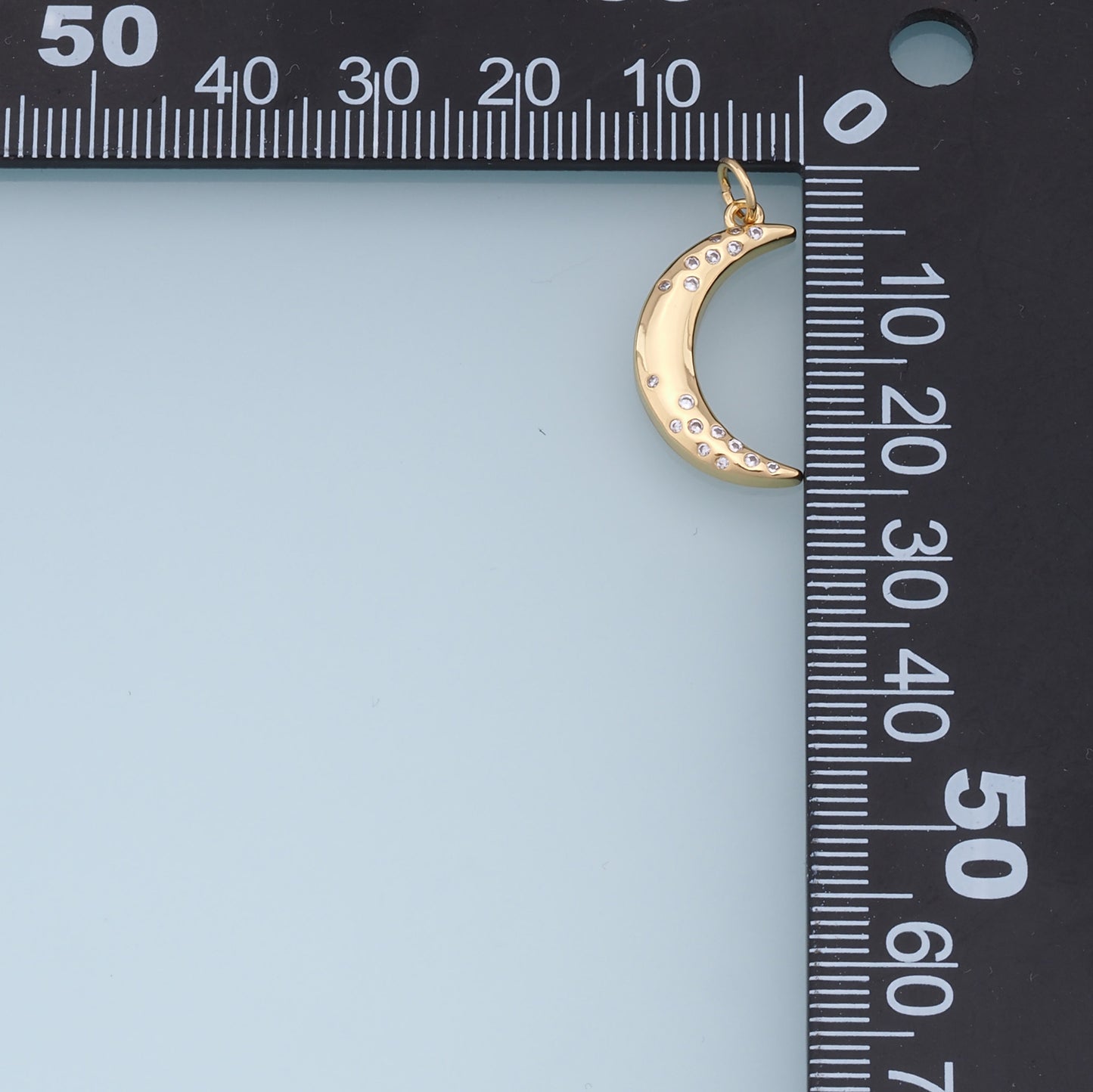 Gold Moon Charms,18K Gold Filled Moon Pendant,CZ Micro Pave Celestial Charm Bracelet Necklace for DIY Jewelry Making Supply