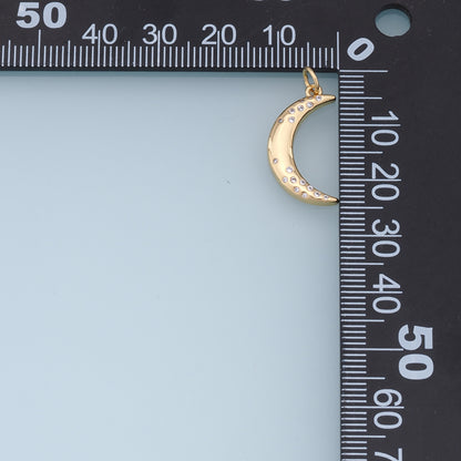 Gold Moon Charms,18K Gold Filled Moon Pendant,CZ Micro Pave Celestial Charm Bracelet Necklace for DIY Jewelry Making Supply