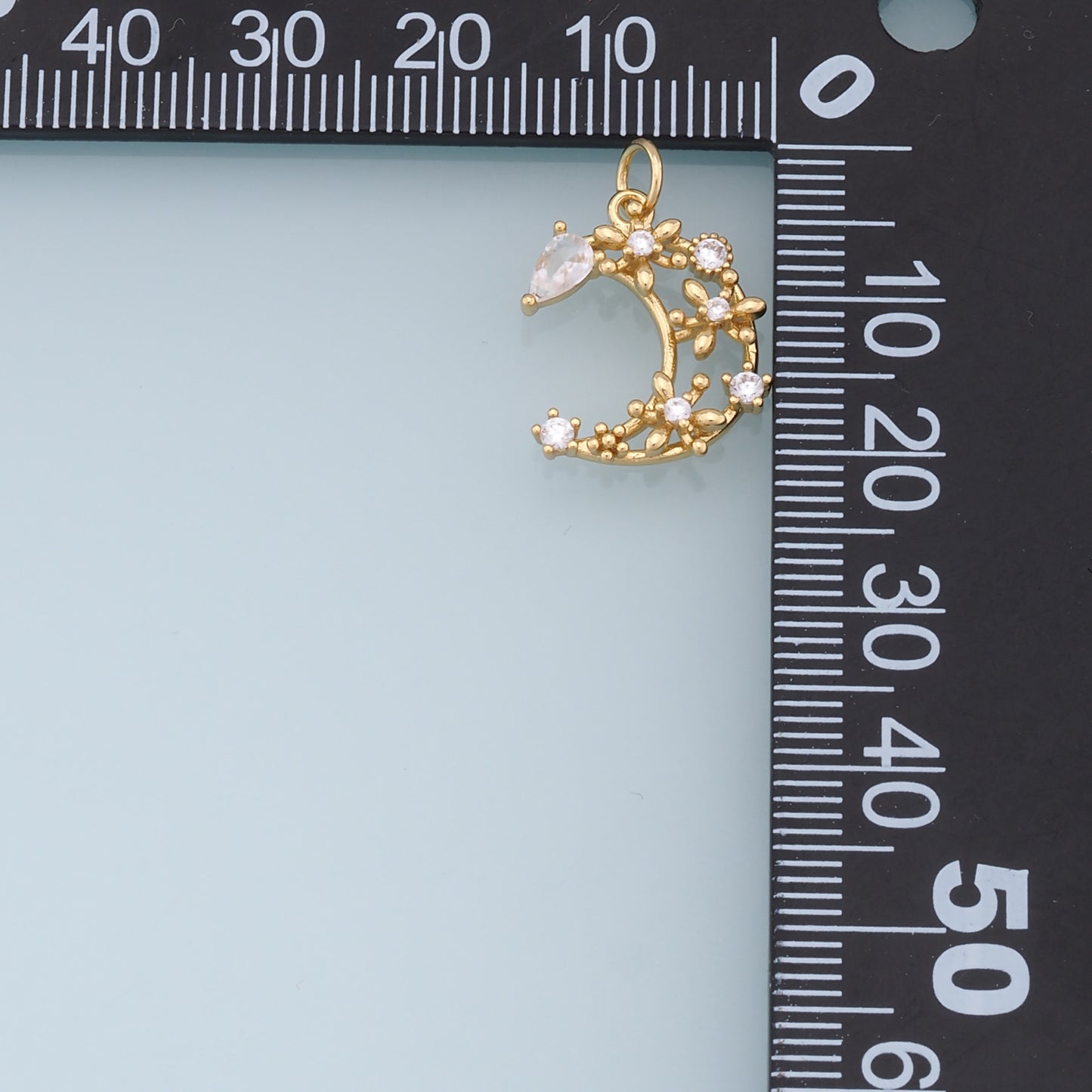 Gold Moon Star Charms,18K Gold Filled CZ Moon Pendant,Celestial Charm Bracelet Necklace for DIY Jewelry Making Supply