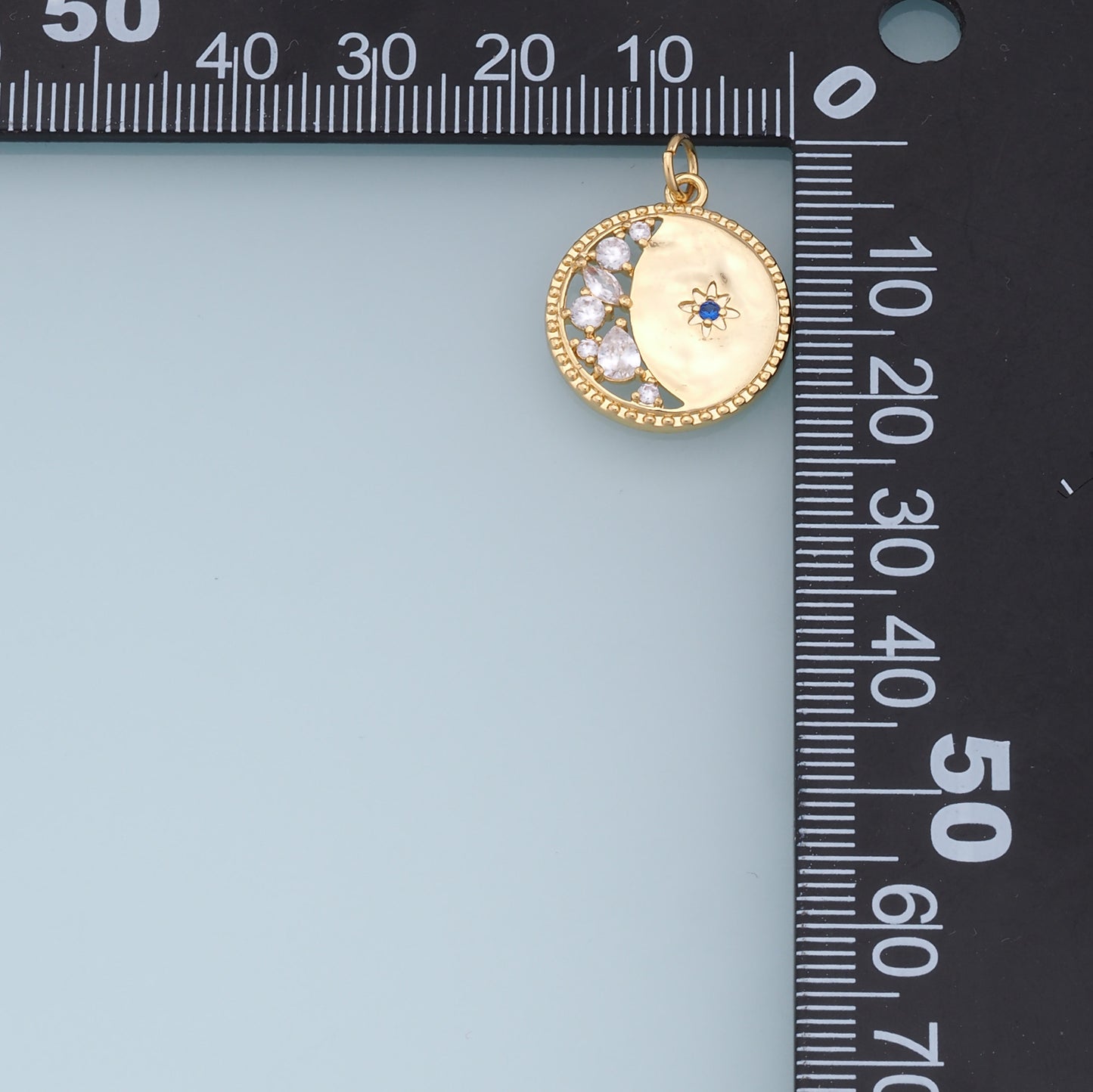 Gold Moon Star Charms,18K Gold Filled CZ Moon Pendant,Celestial Charm Bracelet Necklace for DIY Jewelry Making Supply