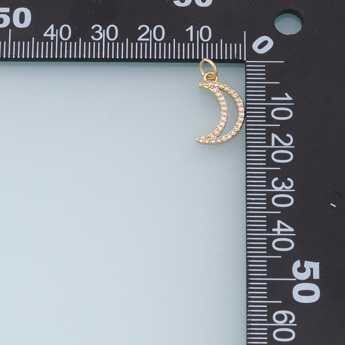 Gold Moon Charms,18K Gold Filled Moon Pendant,CZ Micro Pave Celestial Charm Bracelet Necklace for DIY Jewelry Making Supply