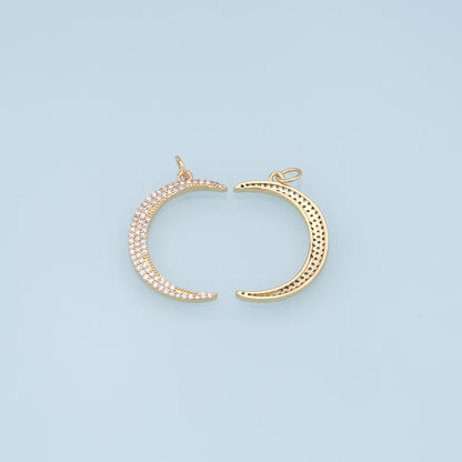 Gold Moon Charms,18K Gold Filled Moon Pendant,CZ Micro Pave Celestial Charm Bracelet Necklace for DIY Jewelry Making Supply