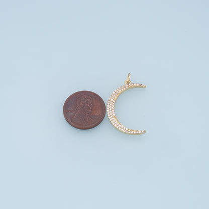 Gold Moon Charms,18K Gold Filled Moon Pendant,CZ Micro Pave Celestial Charm Bracelet Necklace for DIY Jewelry Making Supply