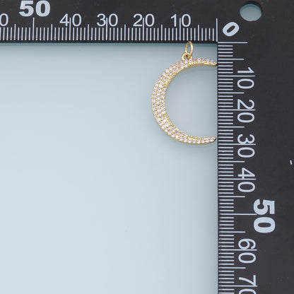 Gold Moon Charms,18K Gold Filled Moon Pendant,CZ Micro Pave Celestial Charm Bracelet Necklace for DIY Jewelry Making Supply