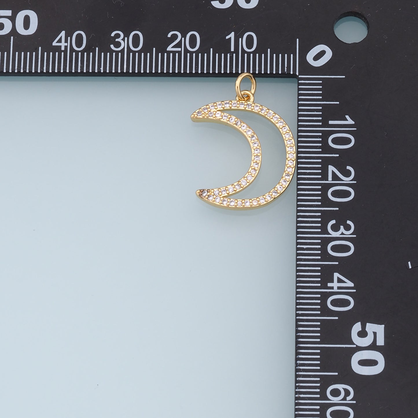 Gold Moon Charms,18K Gold Filled Moon Pendant,CZ Micro Pave Celestial Charm Bracelet Necklace for DIY Jewelry Making Supply