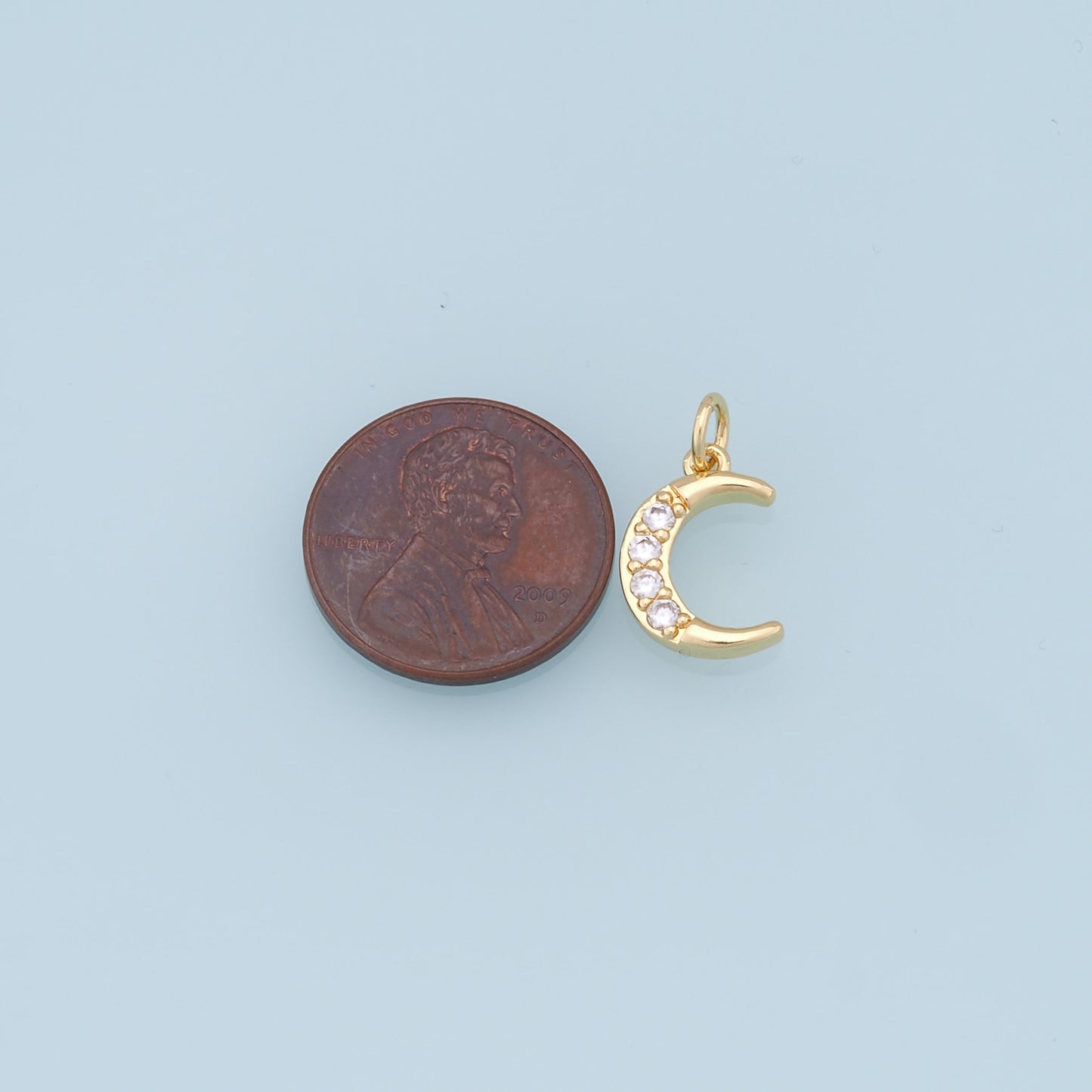 Gold Moon Charms,18K Gold Filled Moon Pendant,CZ Micro Pave Celestial Charm Bracelet Necklace for DIY Jewelry Making Supply